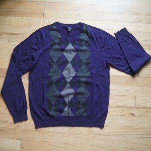 Apt. 9 Men's Purple Argyle Wool Blend Sweater S
